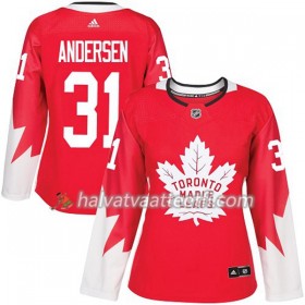 Naisten NHL Toronto Maple Leafs Pelipaita Frederik Andersen 31 Adidas 2017-2018 Rot Alternate Authentic